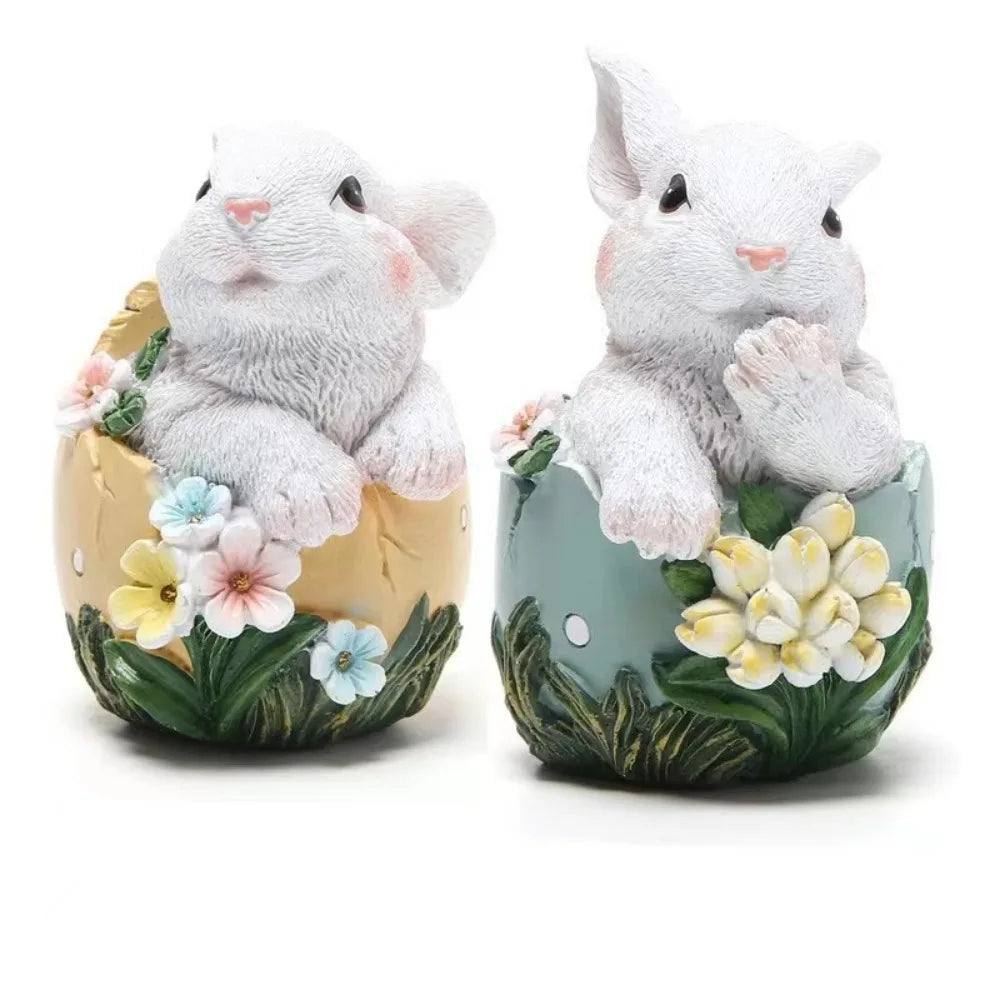Hand-Painted Easter Bunny Figurines – Premium Resin Rabbit Decor with Carrots & Eggs – The Party Days | The Party Days