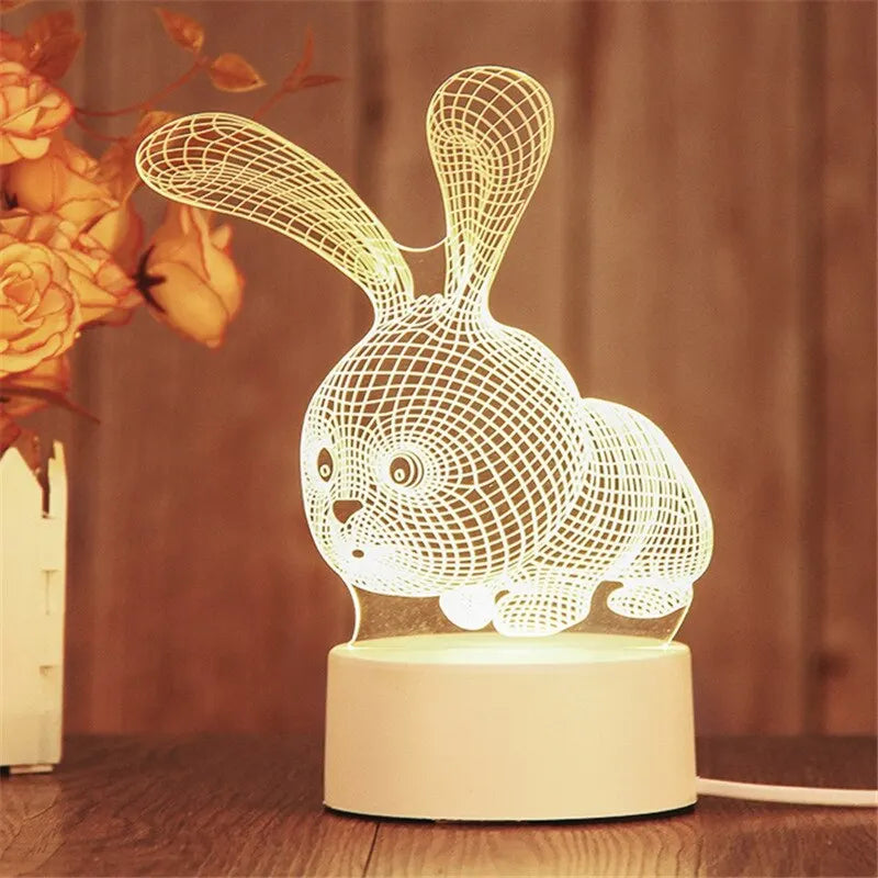 3D Acrylic LED Night Light Lamp USB – Decorative Bedside Light | The Party Days | The Party Days