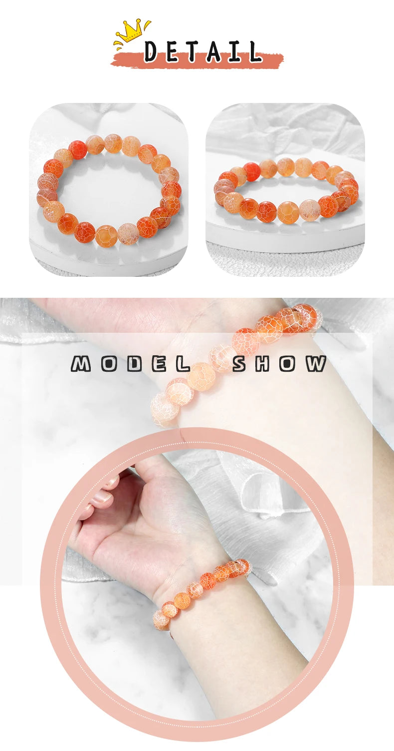 8mm Orange Weathered Stone Bracelet – Energy Beaded Yoga Bangle – The Party Days | The Party Days