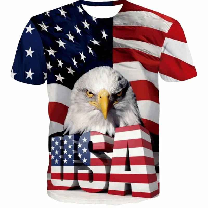 USA Flag Eagle 3D Print T-Shirt – Stripes & Stars Patriotic Tee for Men, Women & Kids – The Party Days | The Party Days