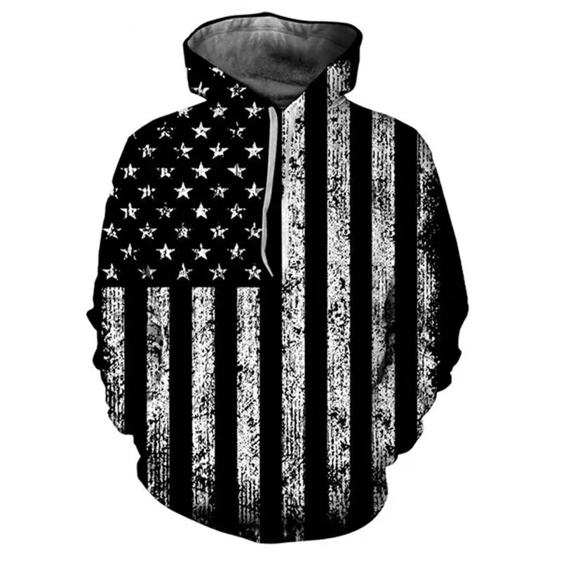 New Fashion Men Women Hoodies Streetwear USA Flag