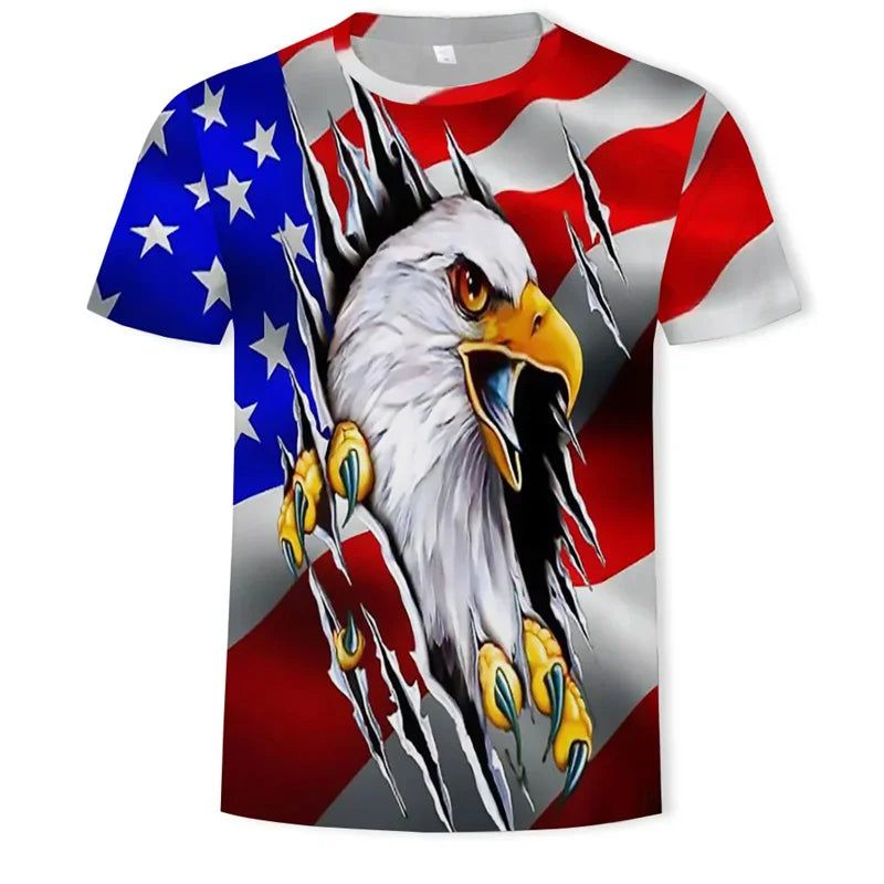 USA Flag Eagle 3D Print T-Shirt – Stripes & Stars Patriotic Tee for Men, Women & Kids – The Party Days | The Party Days
