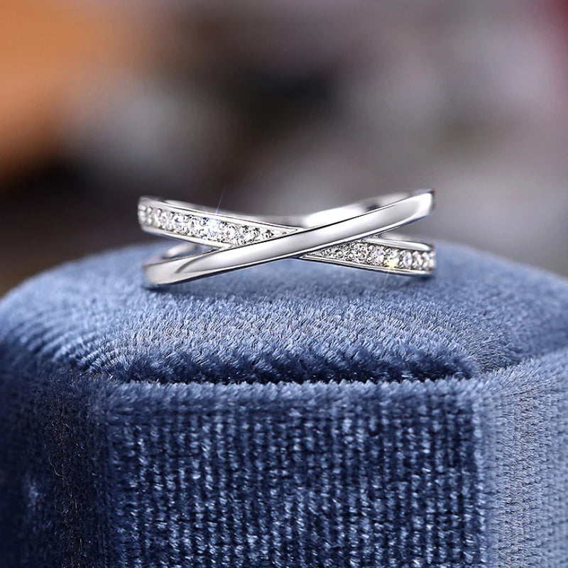 Huitan Fashion Silver Cross Ring for Women – Cubic Zirconia Pave Setting | The Party Days | The Party Days