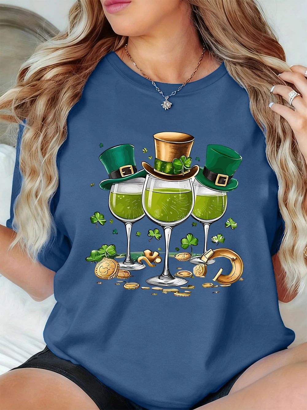 St. Patrick's Day Drinks Print Women's T-Shirt – Festive Irish Tee – The Party Days | The Party Days