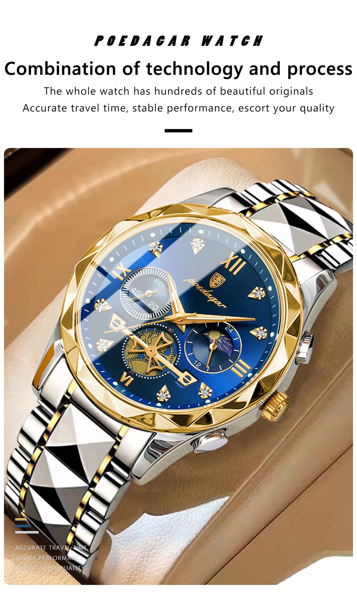POEDAGAR 996 Men's Business Chronograph Watch – Stainless Steel Luminous | The Party Days | The Party Days