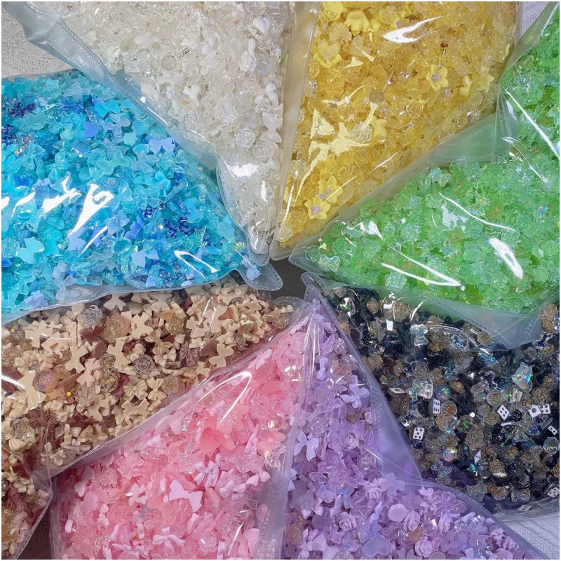 50pcs Mixed Design Nail Charms Shiny Flower Rhinestones