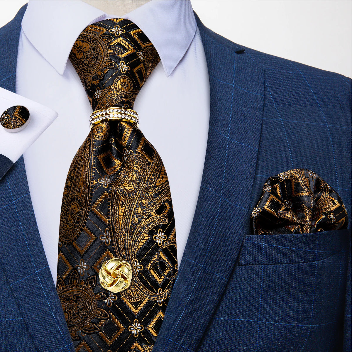 Men's Luxury Silk Tie Set – Necktie Pocket Square & Cufflinks – The Party Days | The Party Days