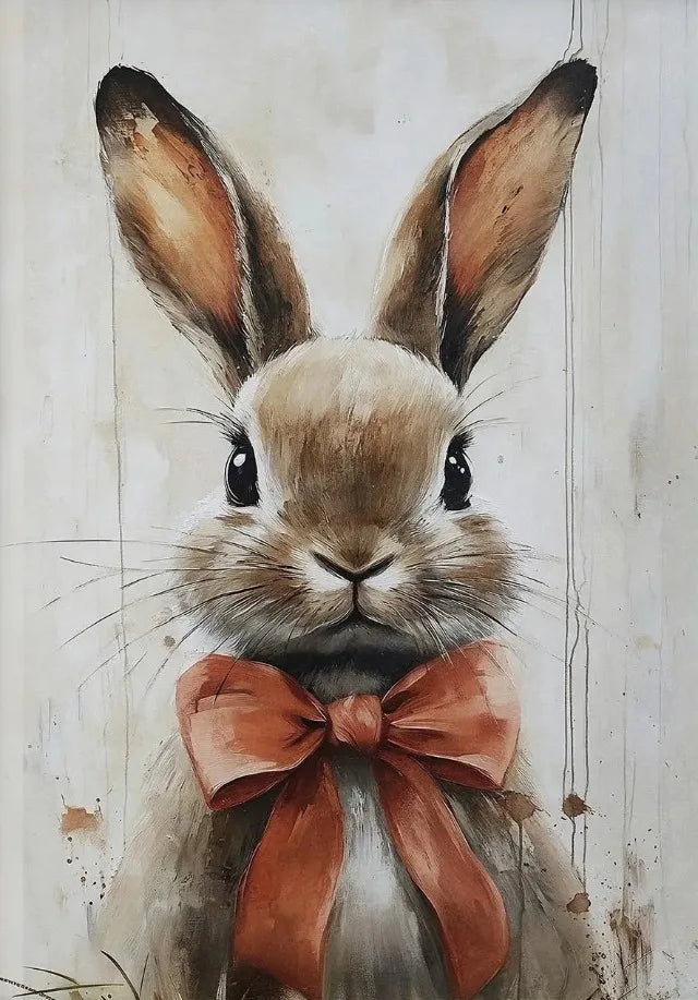 Easter Bunny Canvas Poster – Spring Wall Art with Carrot Bucket – The Party Days | The Party Days