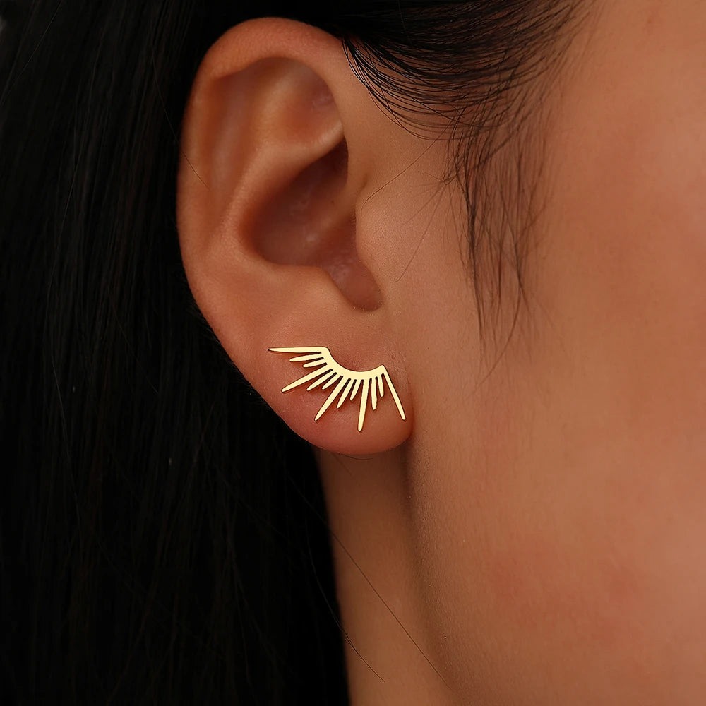 Half Circle Sun Stud Earrings – Stainless Steel Gothic Design | The Party Days | The Party Days