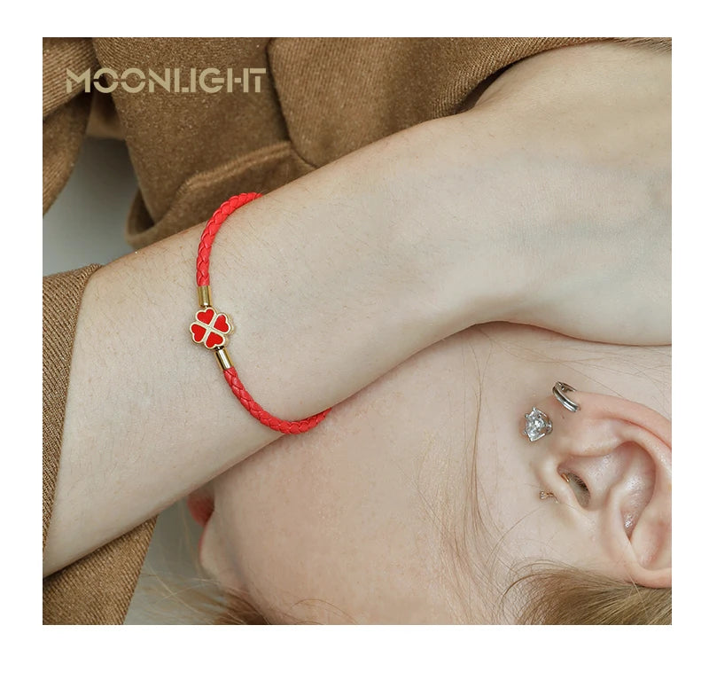 Four-Leaf Clover Lucky Braided Leather Bracelet & Anklet – 9 Colors | The Party Days | The Party Days