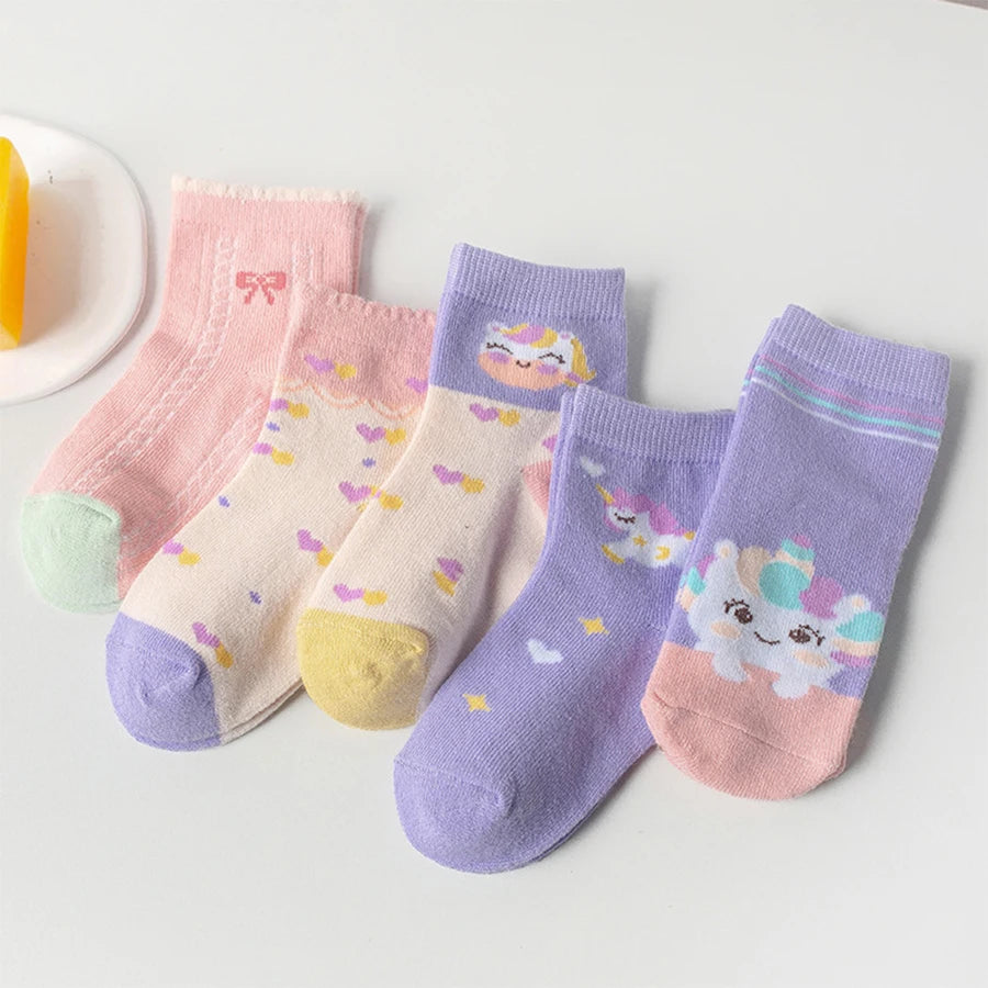Pack 5 Pairs Unicorn Kids Socks | Children's Bow Socks | The Party Days | The Party Days