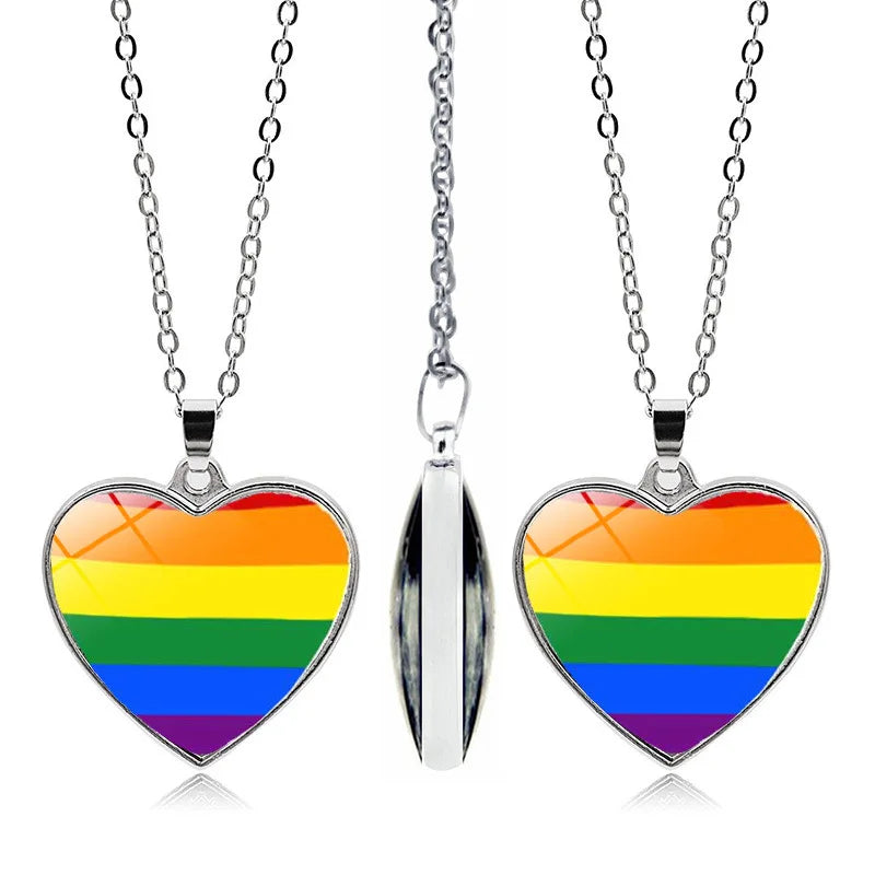 Pride Rainbow Glass Pendant Necklace | LGBTQ+ Couple Gift | The Party Days | The Party Days