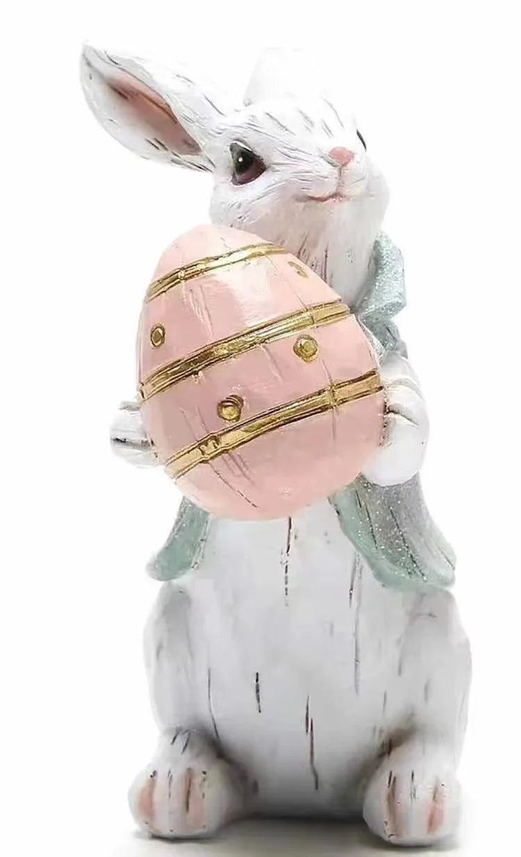 Hand-Painted Easter Bunny Figurines – Premium Resin Rabbit Decor with Carrots & Eggs – The Party Days | The Party Days