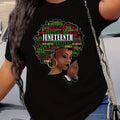 Juneteenth Print T-Shirt for Women – Short Sleeve Crew Neck Summer Top | The Party Days | The Party Days