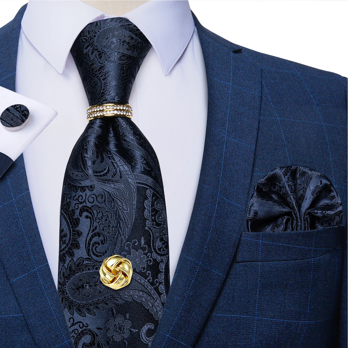 Men's Luxury Silk Tie Set – Necktie Pocket Square & Cufflinks – The Party Days | The Party Days