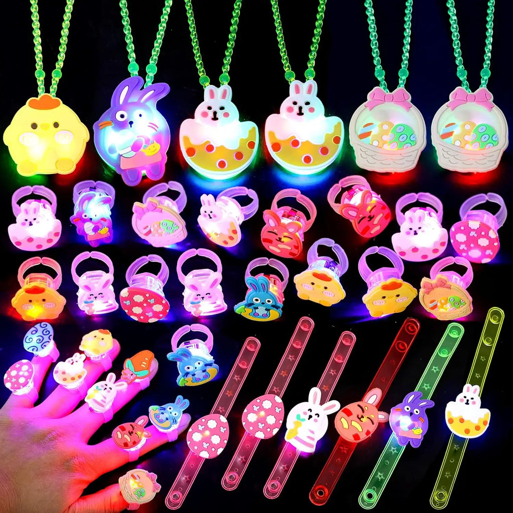 Easter LED Light Up Jewelry Set - Glowing Rings, Necklaces & Bracelets | The Party Days