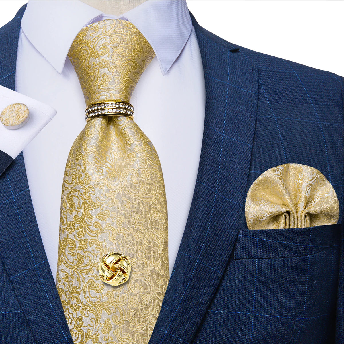 Men's Luxury Silk Tie Set – Necktie Pocket Square & Cufflinks – The Party Days | The Party Days