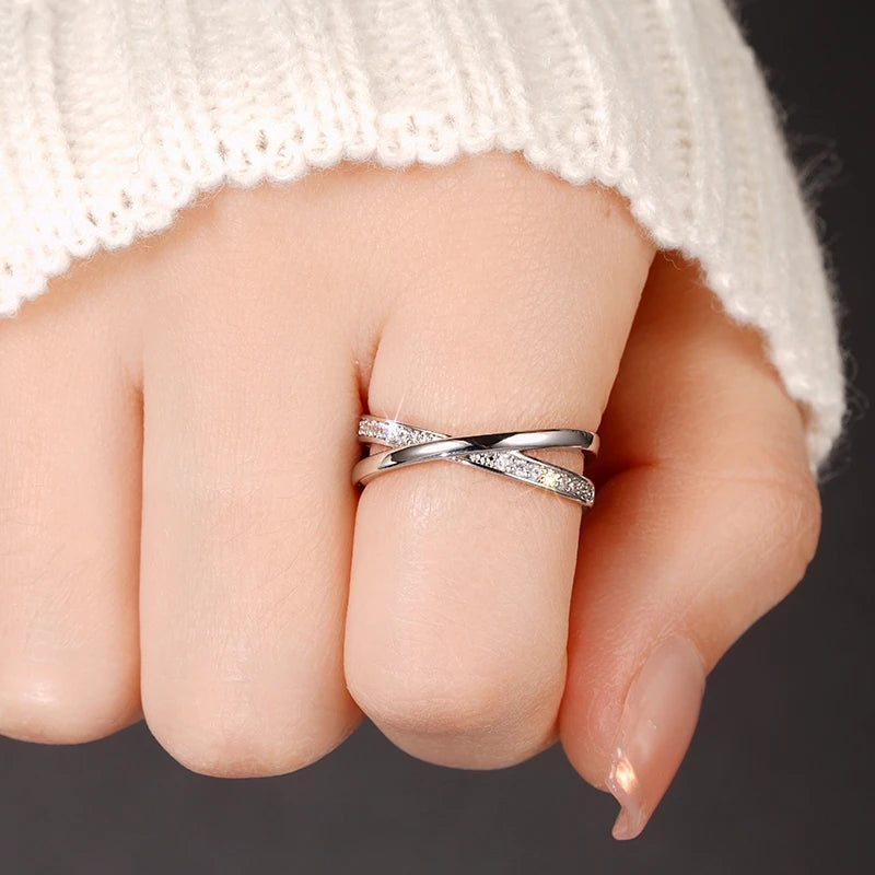 Huitan Fashion Silver Cross Ring for Women – Cubic Zirconia Pave Setting | The Party Days | The Party Days