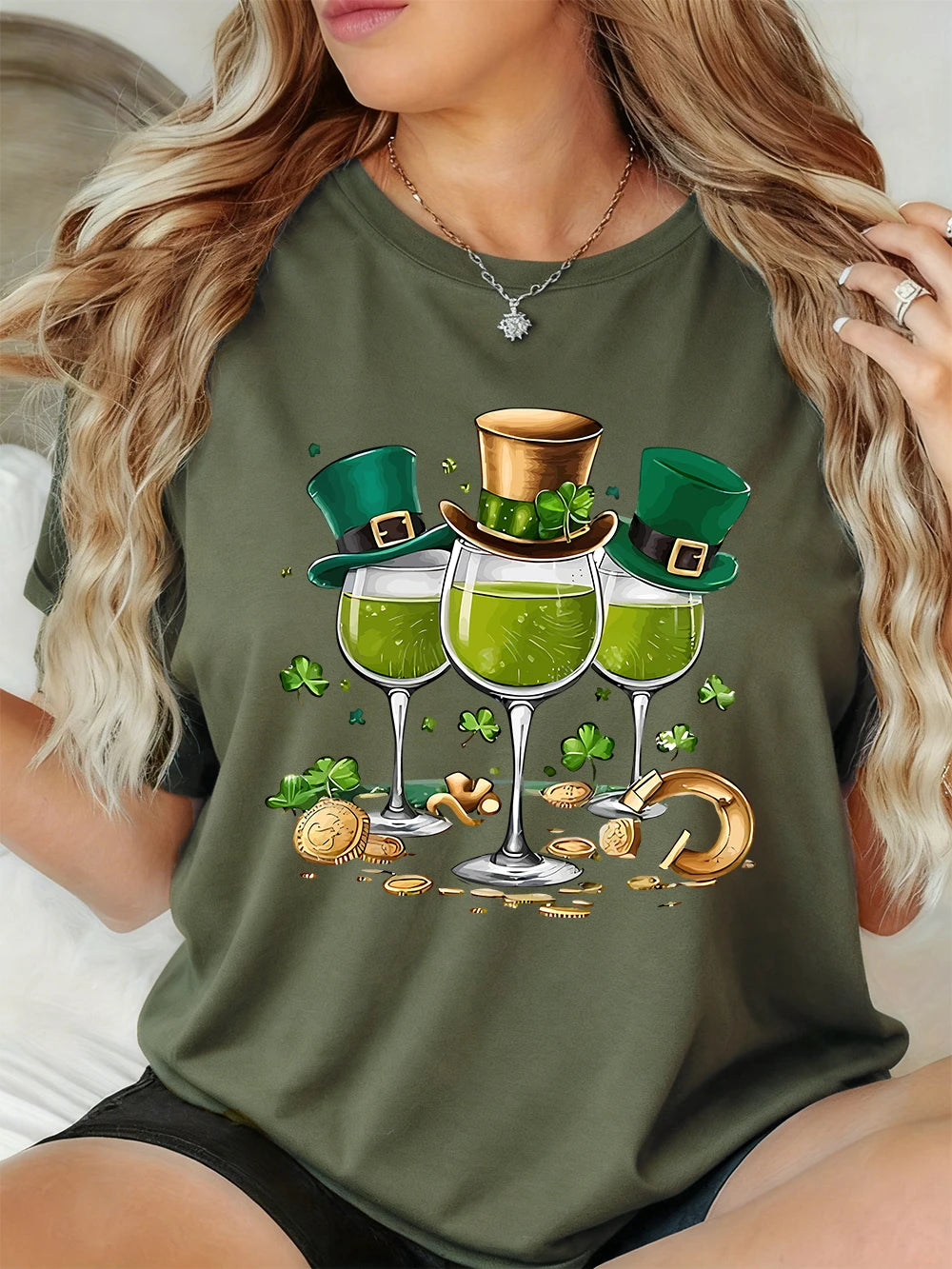 St. Patrick's Day Drinks Print Women's T-Shirt – Festive Irish Tee – The Party Days | The Party Days