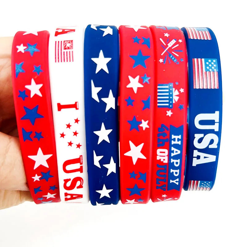I Love USA Silicone Wristbands – 12-Pack Patriotic Bracelets – The Party Days | The Party Days