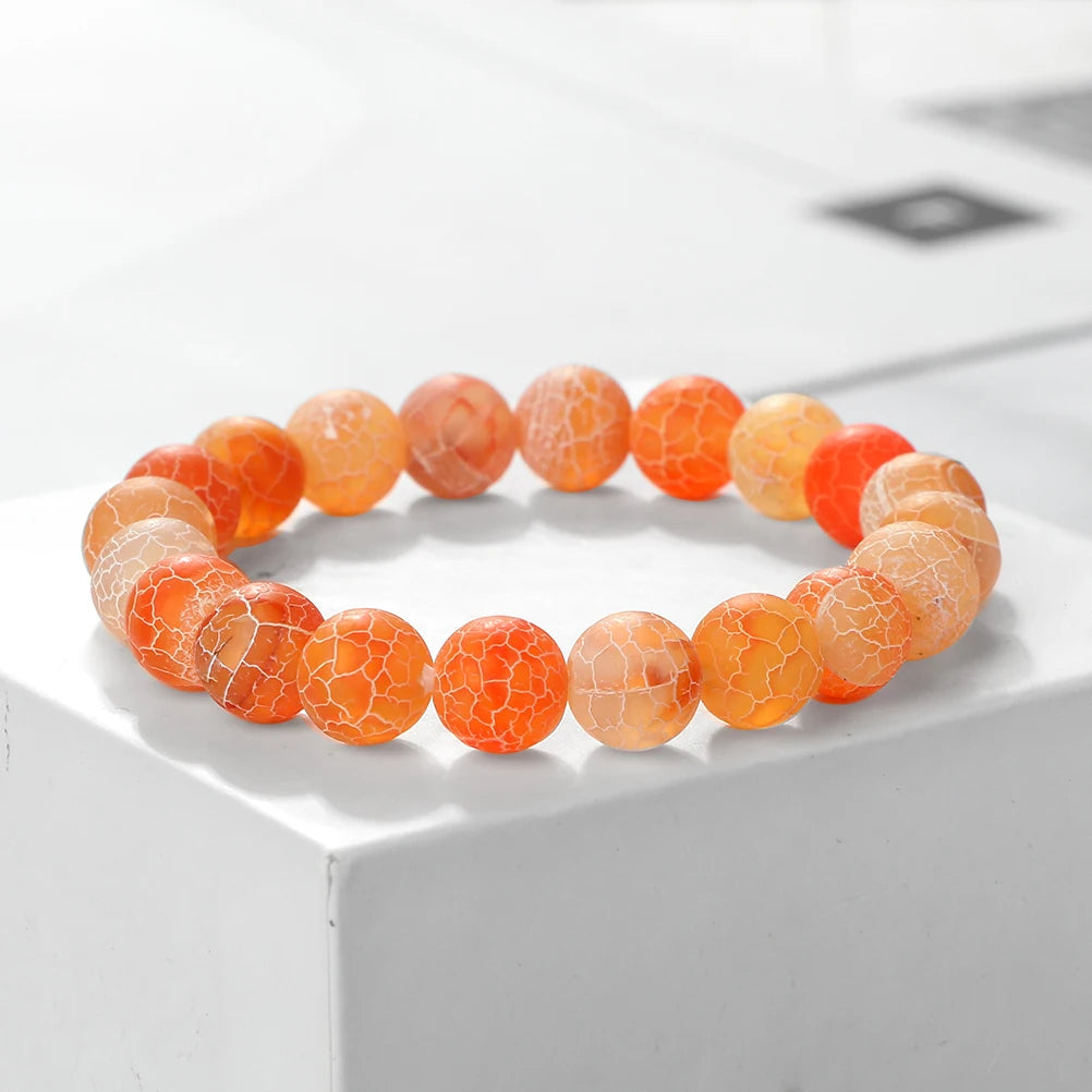 8mm Orange Weathered Stone Bracelet – Energy Beaded Yoga Bangle – The Party Days | The Party Days