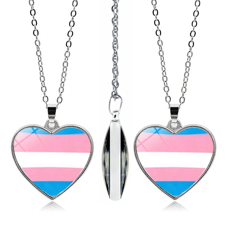 Pride Rainbow Glass Pendant Necklace | LGBTQ+ Couple Gift | The Party Days | The Party Days