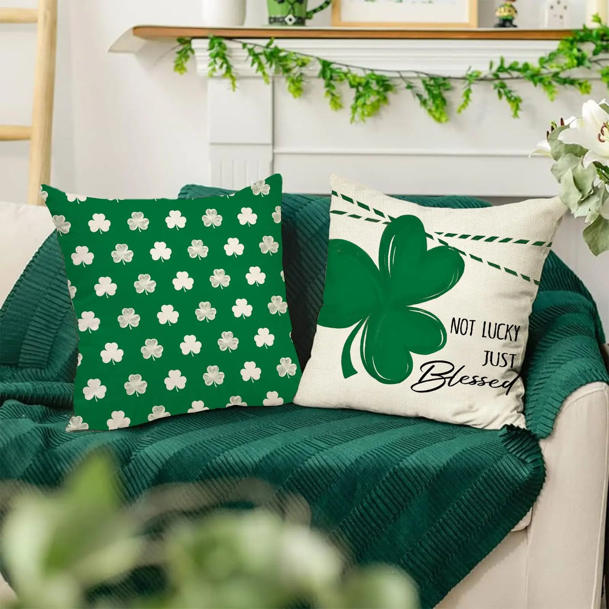 St. Patrick's Day Shamrock Cushion Cover – Irish Stripes Lucky Clover – The Party Days | The Party Days