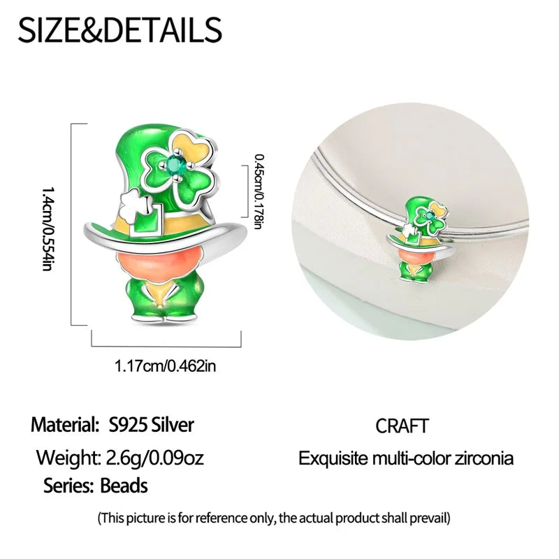 925 Silver St. Patrick's Day Bracelet Charms with Zirconia – GDTC Certified – The Party Days | The Party Days