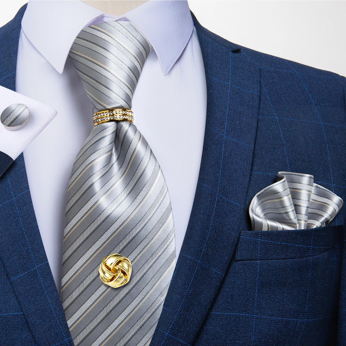 Men's Luxury Silk Tie Set – Necktie Pocket Square & Cufflinks – The Party Days | The Party Days