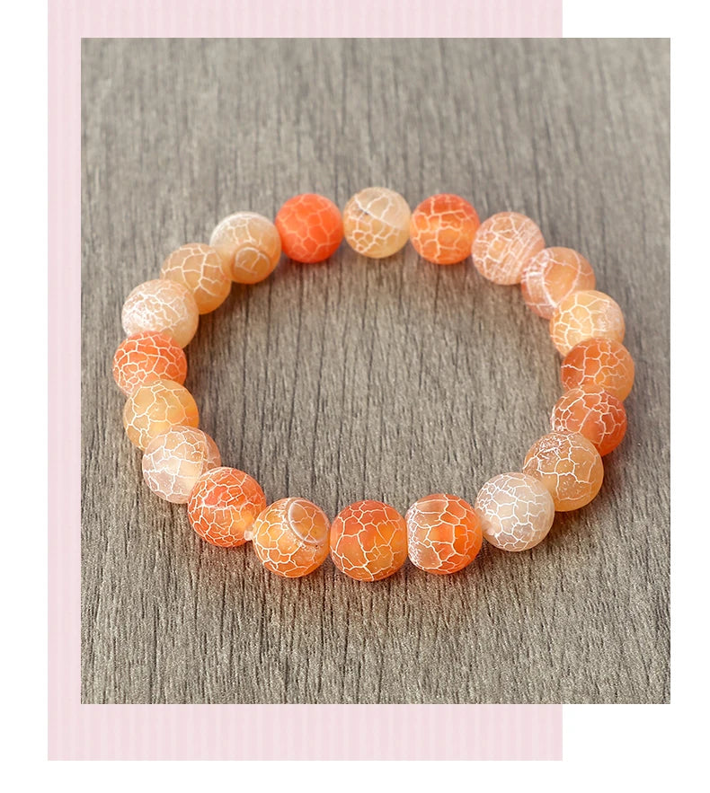 8mm Orange Weathered Stone Bracelet – Energy Beaded Yoga Bangle – The Party Days | The Party Days