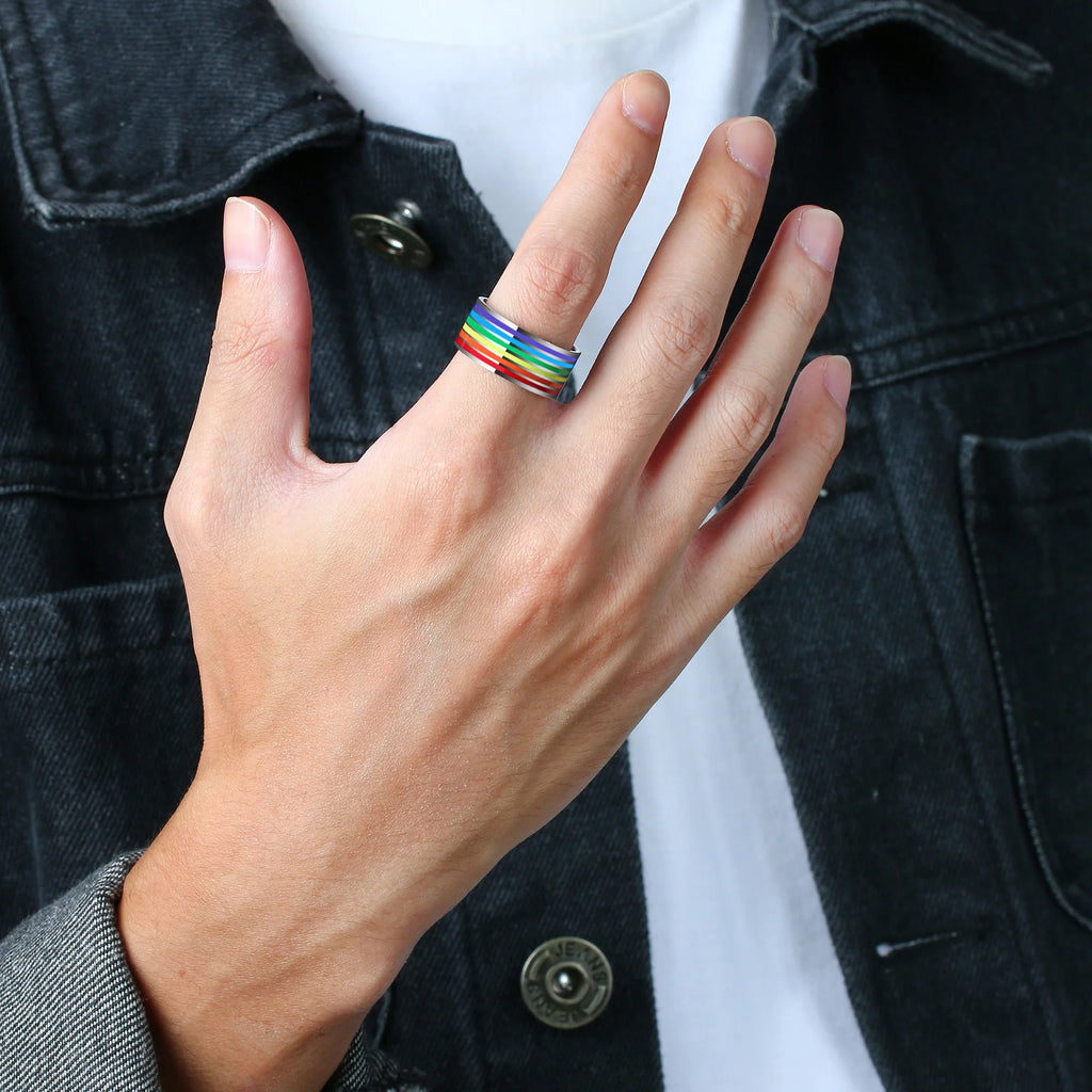 Rainbow Pride Ring – LGBT Multicolor Stainless Steel Ring | The Party Days | The Party Days