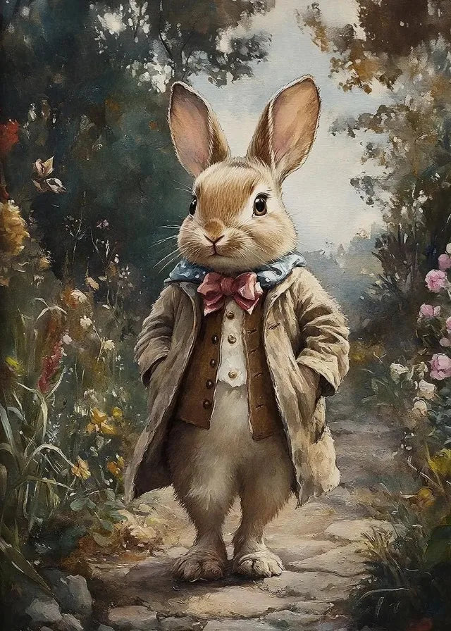 Easter Bunny Canvas Poster – Spring Wall Art with Carrot Bucket – The Party Days | The Party Days