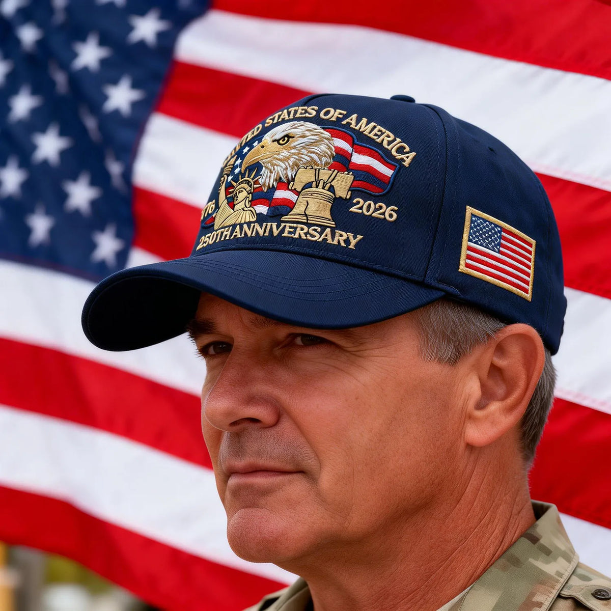 USA 250th Anniversary Full Embroidered Baseball Cap – Unisex Patriotic Hat Independence Day Gift | The Party Days | The Party Days