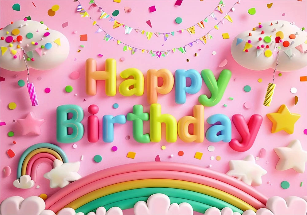 Happy Birthday Rainbow Backdrop – Vinyl Photography Background for Parties & Baby Showers – The Party Days | The Party Days