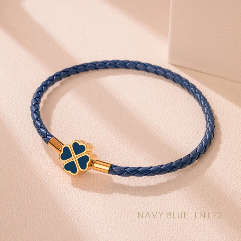 Four-Leaf Clover Lucky Braided Leather Bracelet & Anklet – 9 Colors | The Party Days | The Party Days