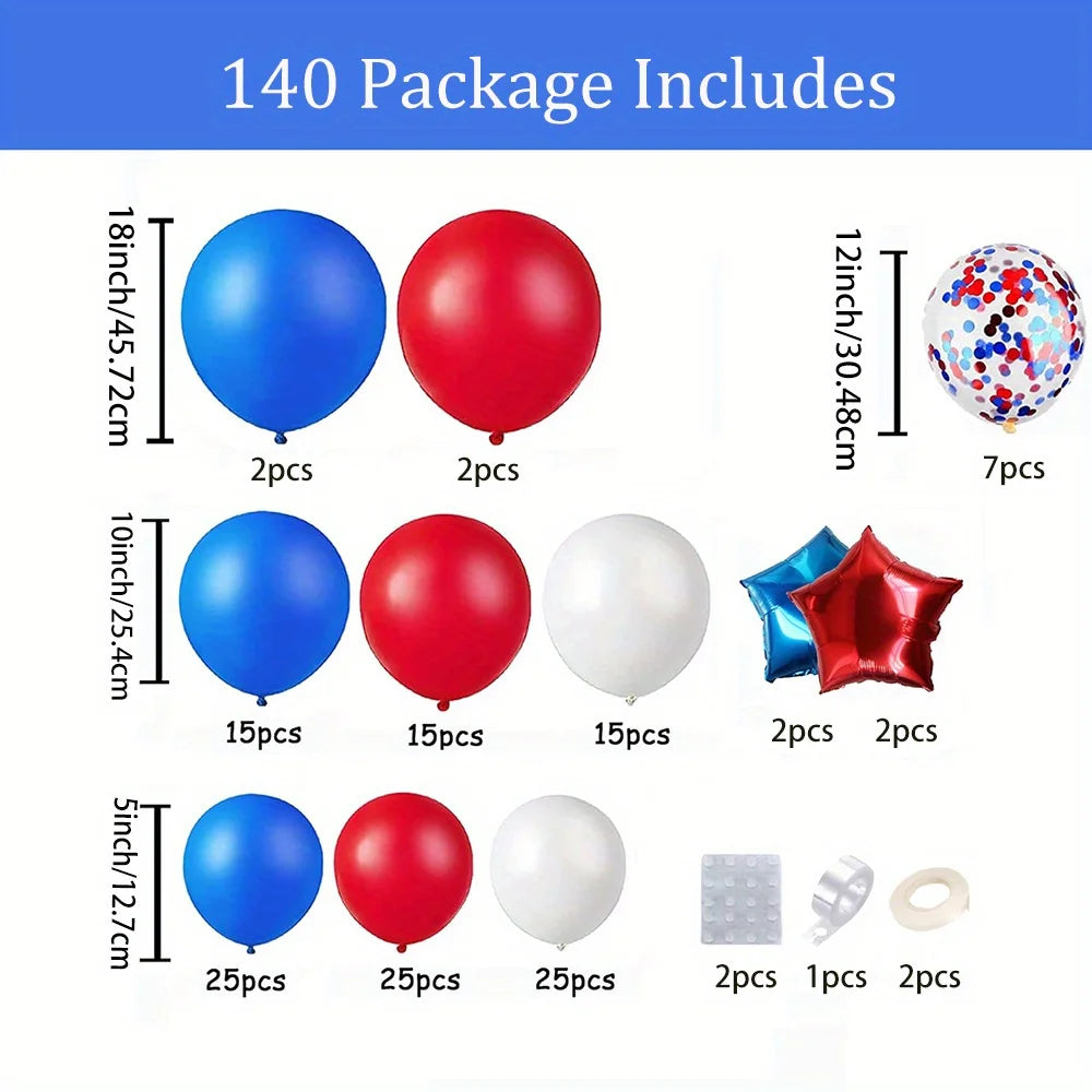 140-Piece Patriotic Balloon Garland Arch Kit – Red, White & Blue for 4th of July & Parties – The Party Days | The Party Days