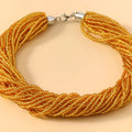 Bohemian Multilayer Rice Bead Necklace – Yellow & Orange Choker – The Party Days | The Party Days