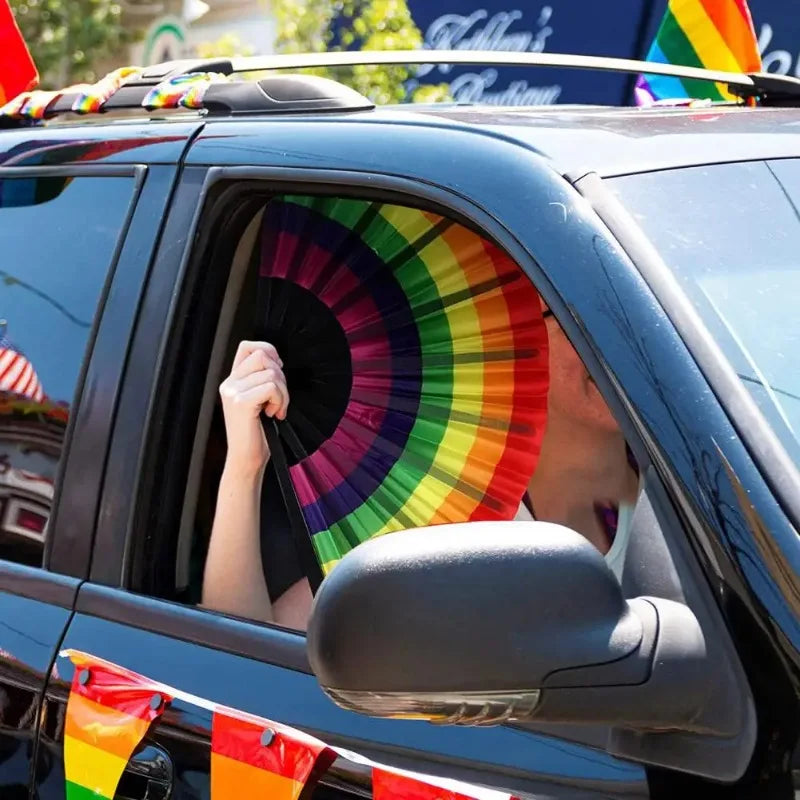 Rainbow Pride Foldable Hand Fan – LGBT Party & Festival Accessory | The Party Days | The Party Days