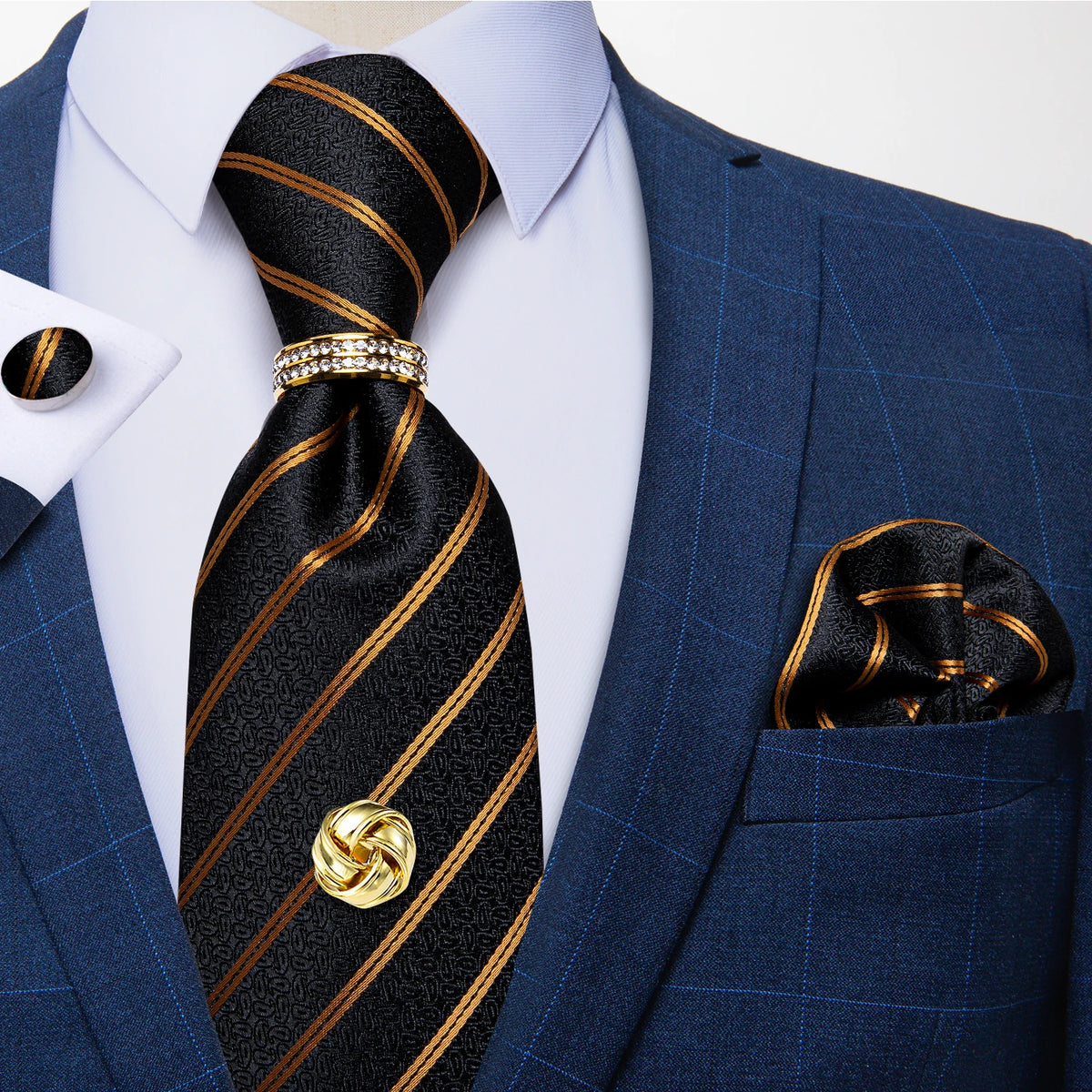 Men's Luxury Silk Tie Set – Necktie Pocket Square & Cufflinks – The Party Days | The Party Days