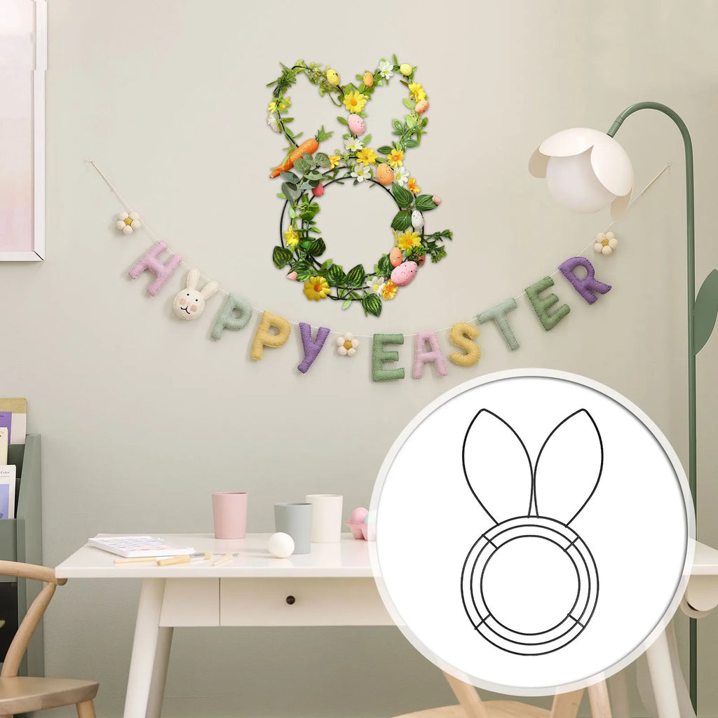 Easter Bunny Wire Wreath Frame – 16" DIY Metal Form for Spring Decor | The Party Days