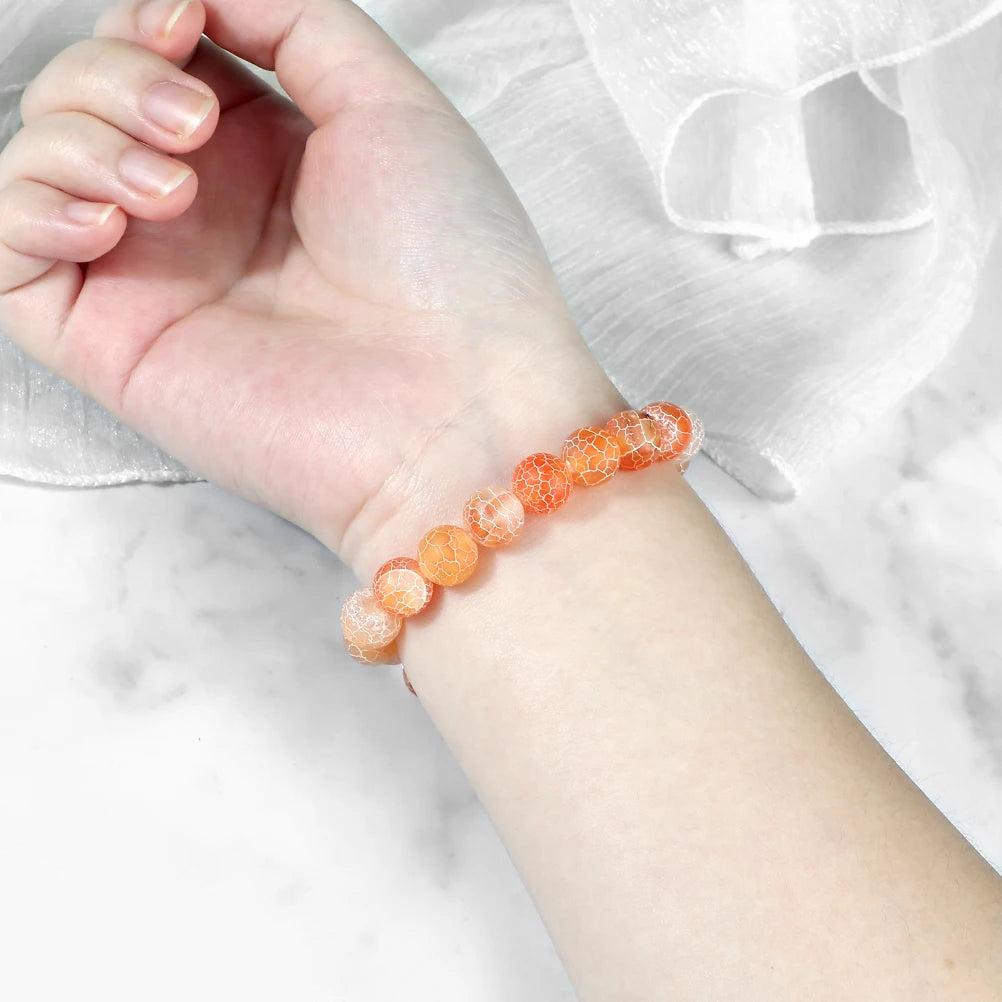 8mm Orange Weathered Stone Bracelet – Energy Beaded Yoga Bangle – The Party Days | The Party Days