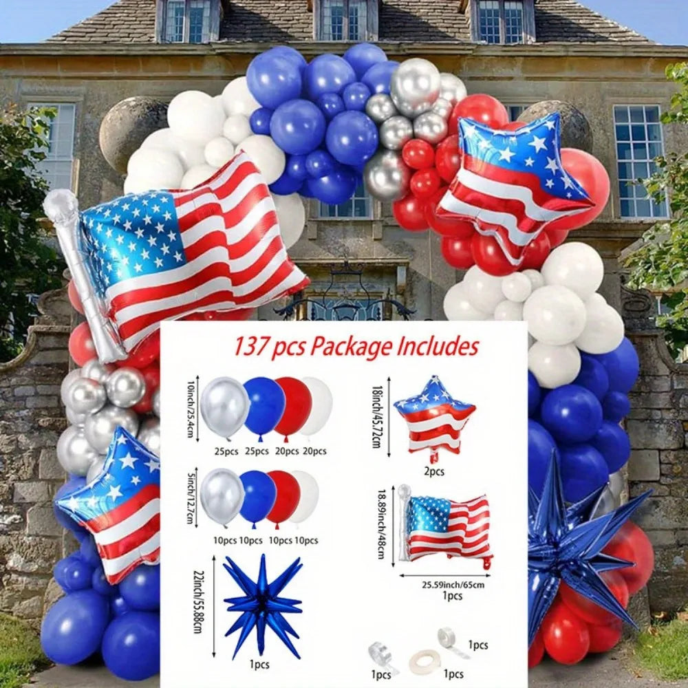 137-Piece Patriotic Balloon Set – American Flag Foil & Latex Balloons for 4th of July – The Party Days | The Party Days