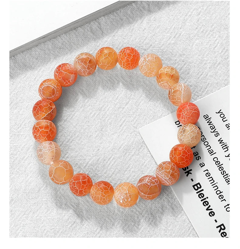 8mm Orange Weathered Stone Bracelet – Energy Beaded Yoga Bangle – The Party Days | The Party Days