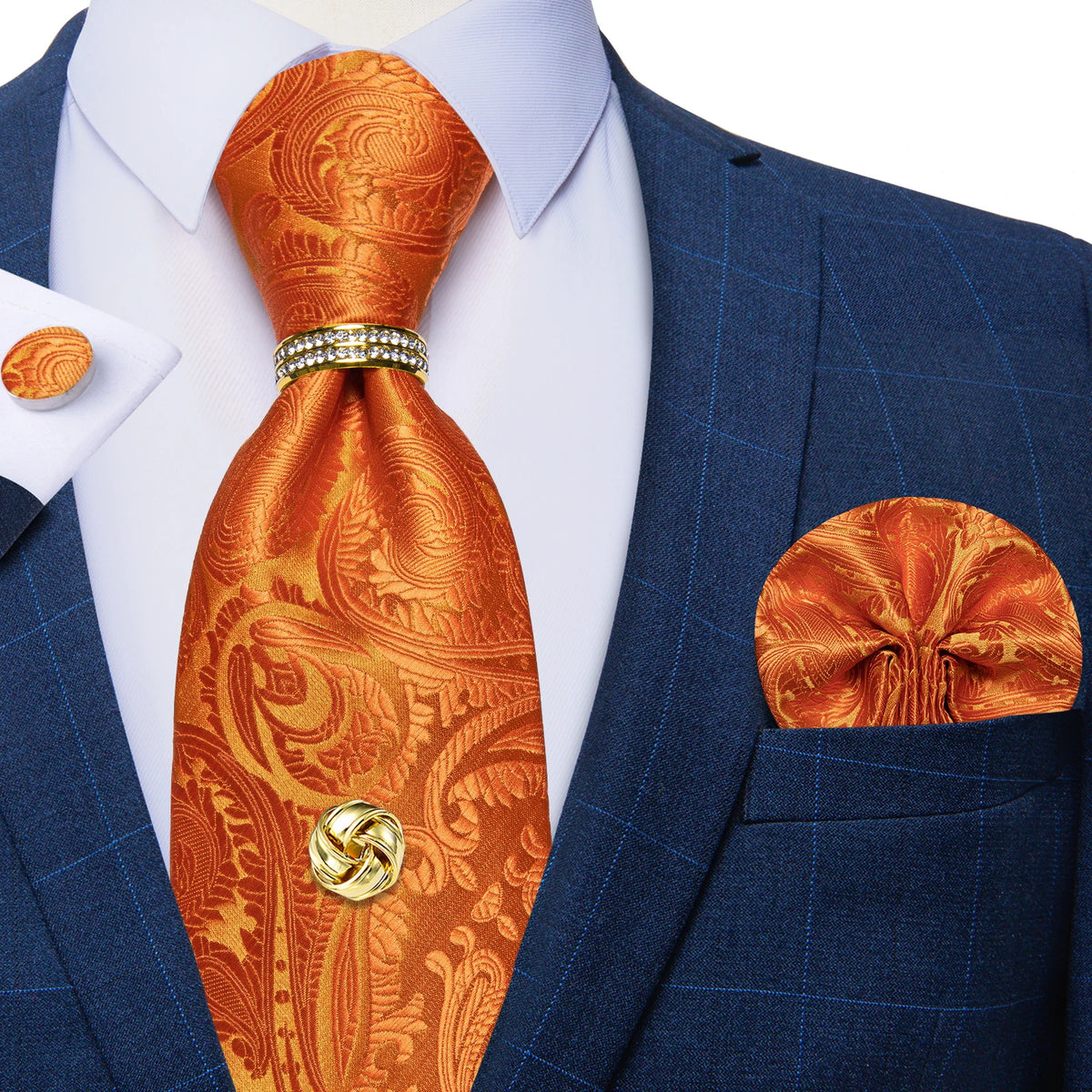 Men's Luxury Silk Tie Set – Necktie Pocket Square & Cufflinks – The Party Days | The Party Days