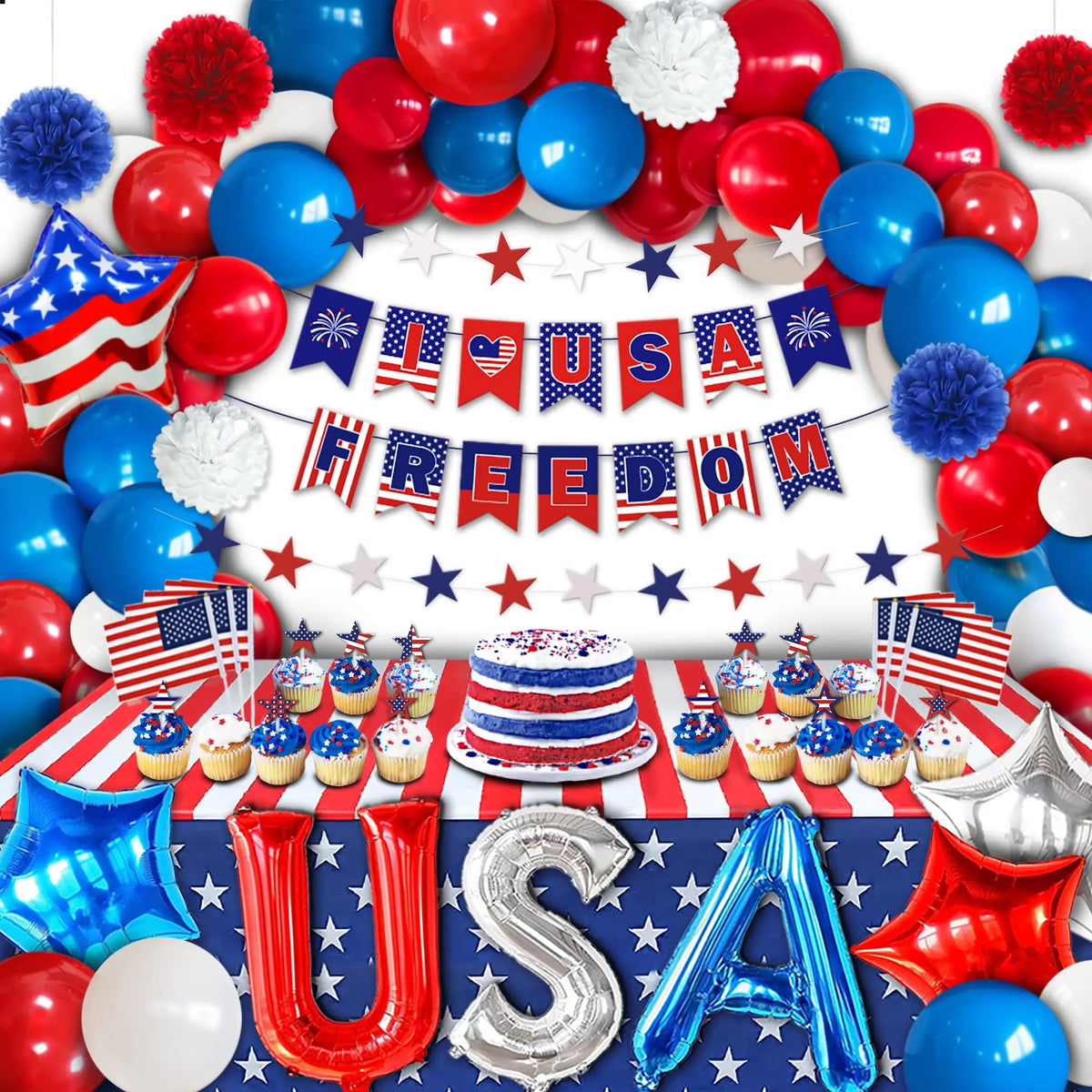 4th of July Party Decorations – USA Patriotic Party Supplies – Plates, Cups, Banner, Balloons & More – The Party Days | The Party Days