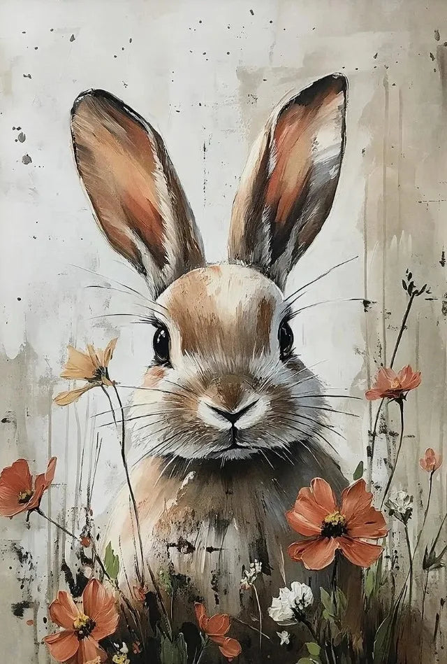 Easter Bunny Canvas Poster – Spring Wall Art with Carrot Bucket – The Party Days | The Party Days