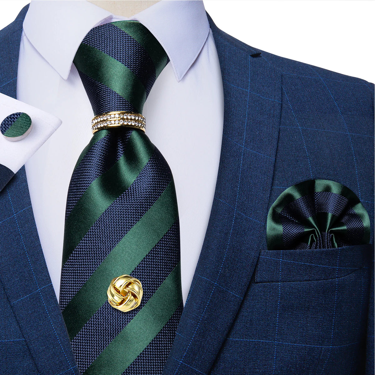 Men's Luxury Silk Tie Set – Necktie Pocket Square & Cufflinks – The Party Days | The Party Days