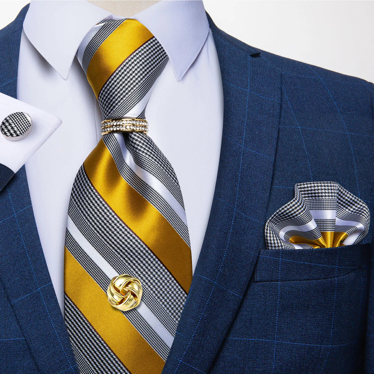 Men's Luxury Silk Tie Set – Necktie Pocket Square & Cufflinks – The Party Days | The Party Days