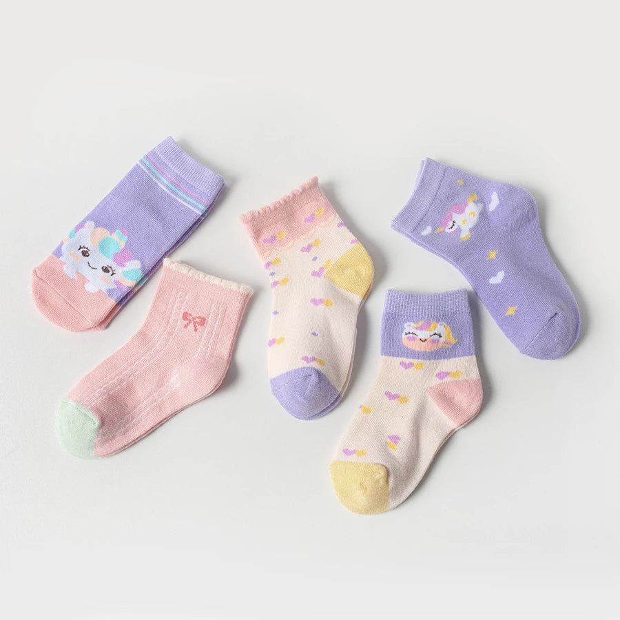 Pack 5 Pairs Unicorn Kids Socks | Children's Bow Socks | The Party Days | The Party Days