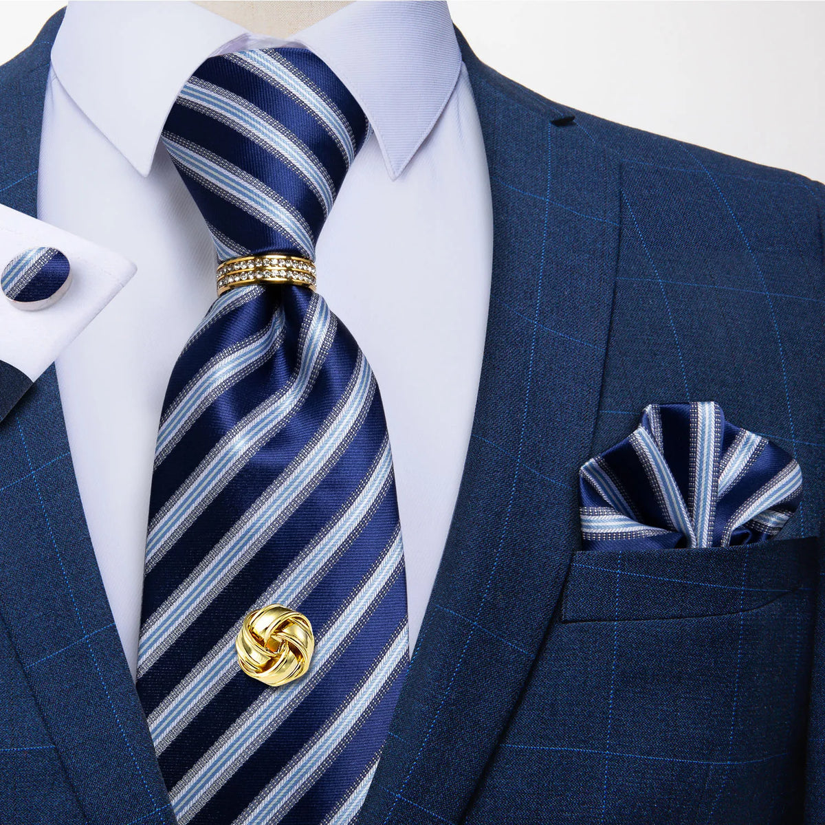 Men's Luxury Silk Tie Set – Necktie Pocket Square & Cufflinks – The Party Days | The Party Days
